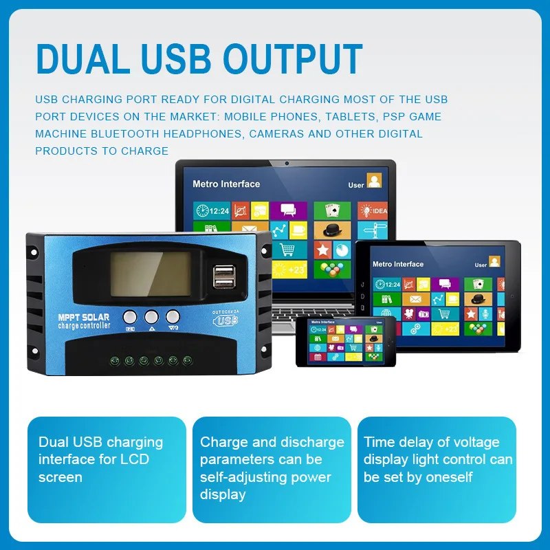 30A 40A 60A 80A 100A 12v 24v  MPPT/PWM smart solar charge controller MPPT solar charger controller