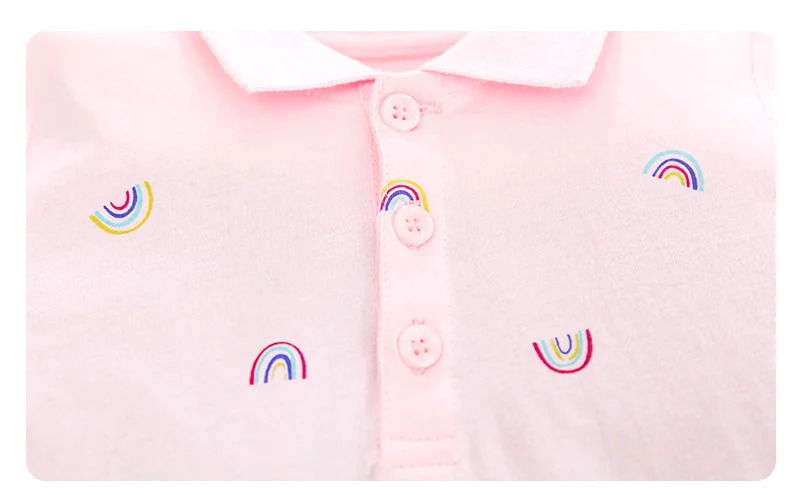 CBM10406 100% Cotton Short Sleeve Polo rainbow print summer Kids baby Girls Princess Dresses Knitted Dress for girls
