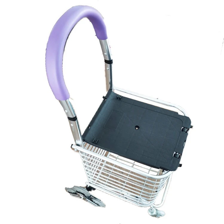 Складная тележка-корзина из алюминиевого сплава с дизайном сиденья