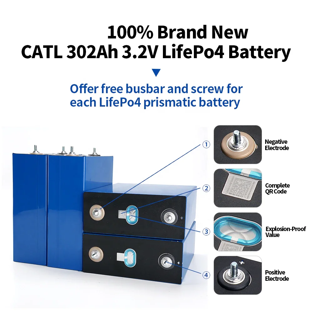 24 Hours Online EU US Stock Grade A Prismatic 302Ah cell 3.2V CATL 280Ah 300Ah 320Ah Lifepo4 Battery