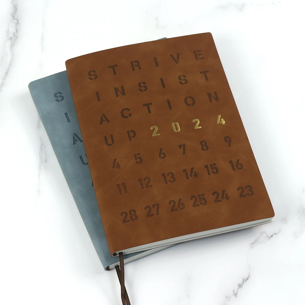 Customized logo gold foil stamping leather soft cover notebook a5 business office journal notebook with gift box packing