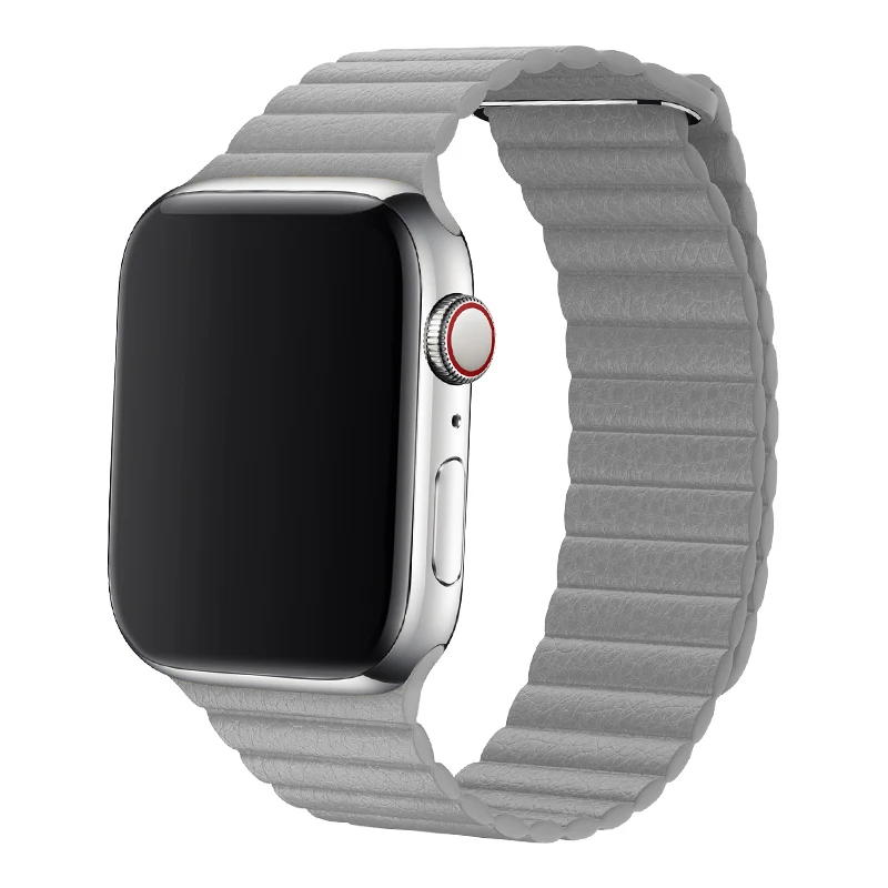 Сменный магнитный ремешок кожаный совместимый с Apple Watch серии 44 мм
