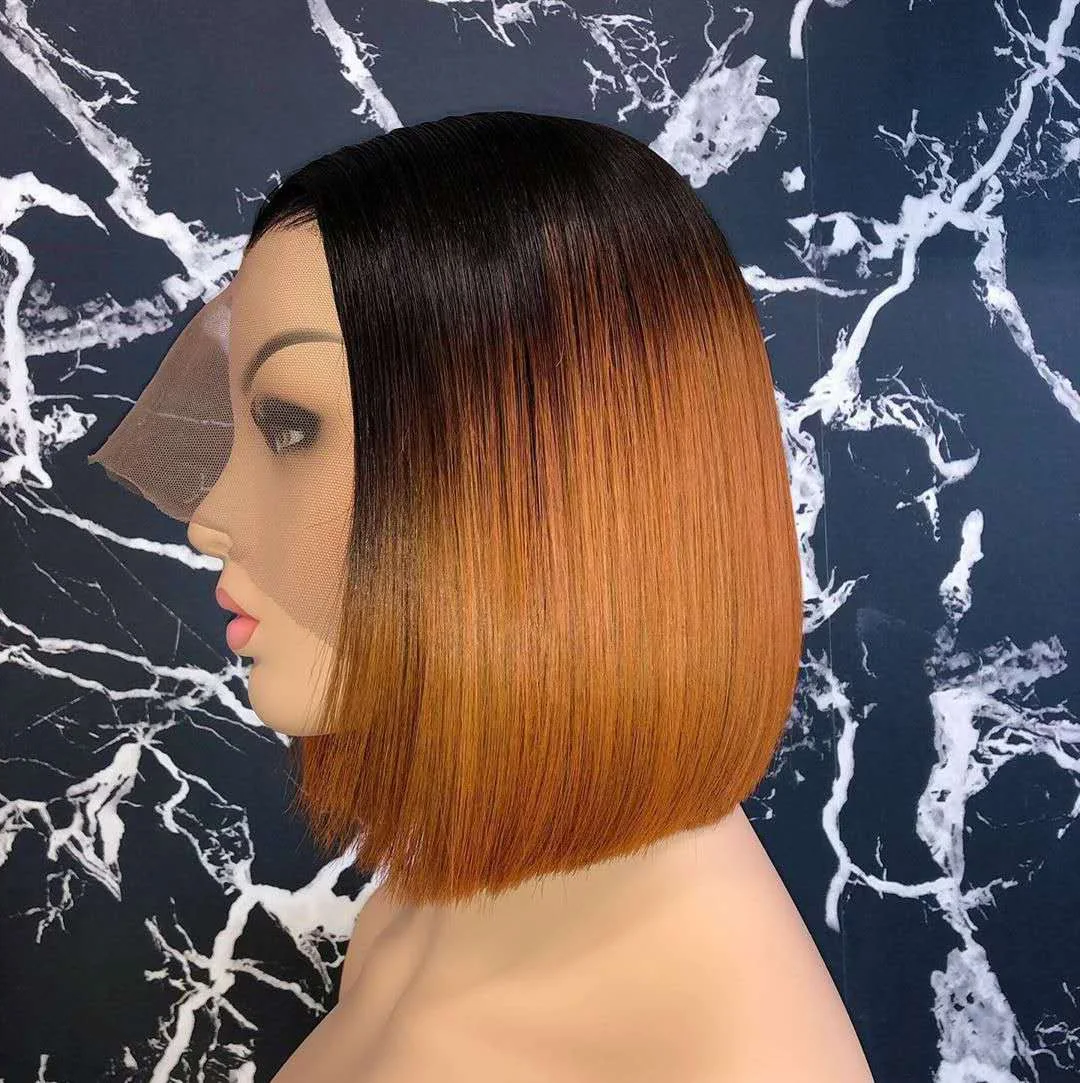 High Quality 13x4 Lace Front Wig 1B/27 Glueless Pre-Plucked Brazilian Virgin Hair Bob Wig 100% Human Hair Wig For Women