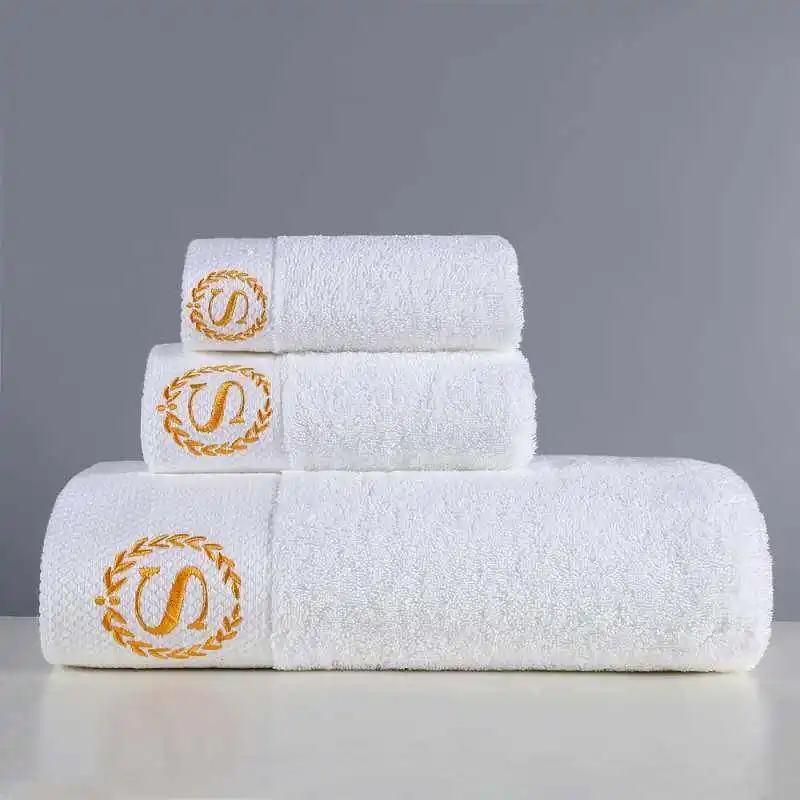 Custom Wholesale Hotel Cotton White 16s hotel towel set