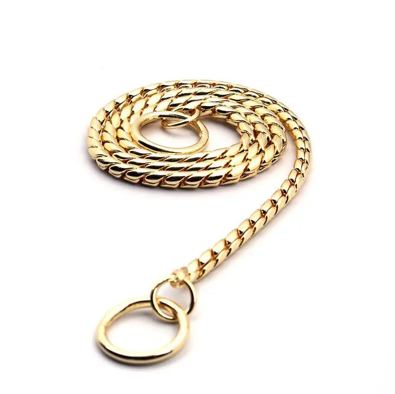 Copper Snake Chain Dog Collar Cuban Link Dog Slip Chain Choke Collar Strong Gold Silver Black Dog Collars for Pet