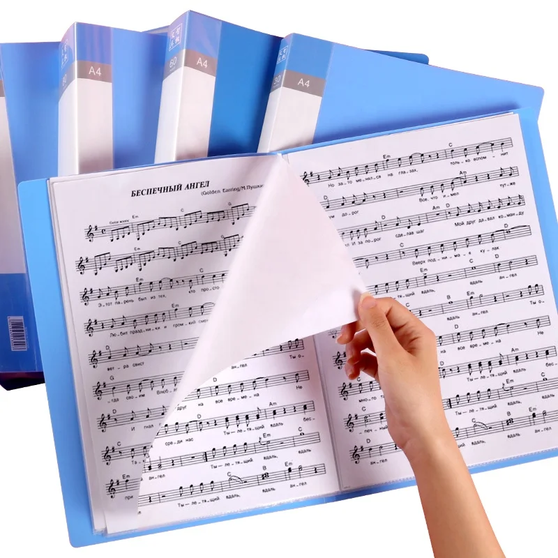 Plastic Clear Pockets Display Presentation Book A4 Data File with 10/30/40/60/80/100 Pockets Document File Folder