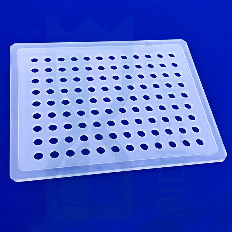 High quality transparent quartz glass substrates with laser drill holes