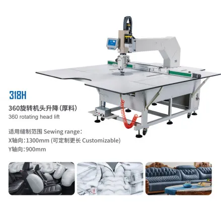 QK-318 High speed 90x130cm full automatic 360 rotary lockstitch template pattern sewing machine
