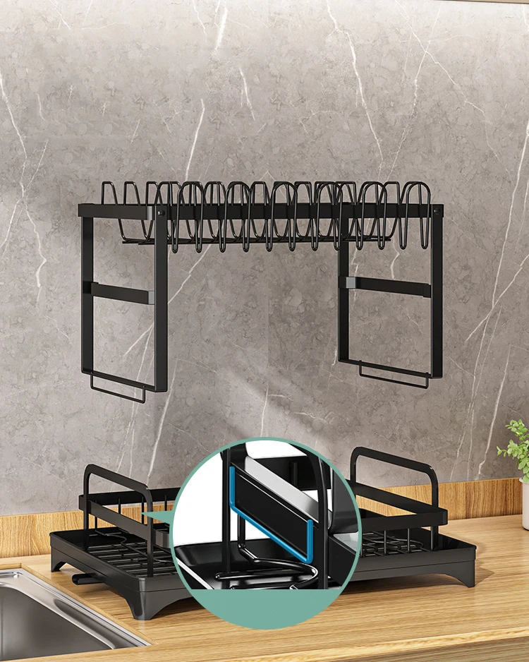 Dish Drying Rack Kitchen Counter Top Organizer Sink Drainer Bowl Cutlery Dryer Shelf