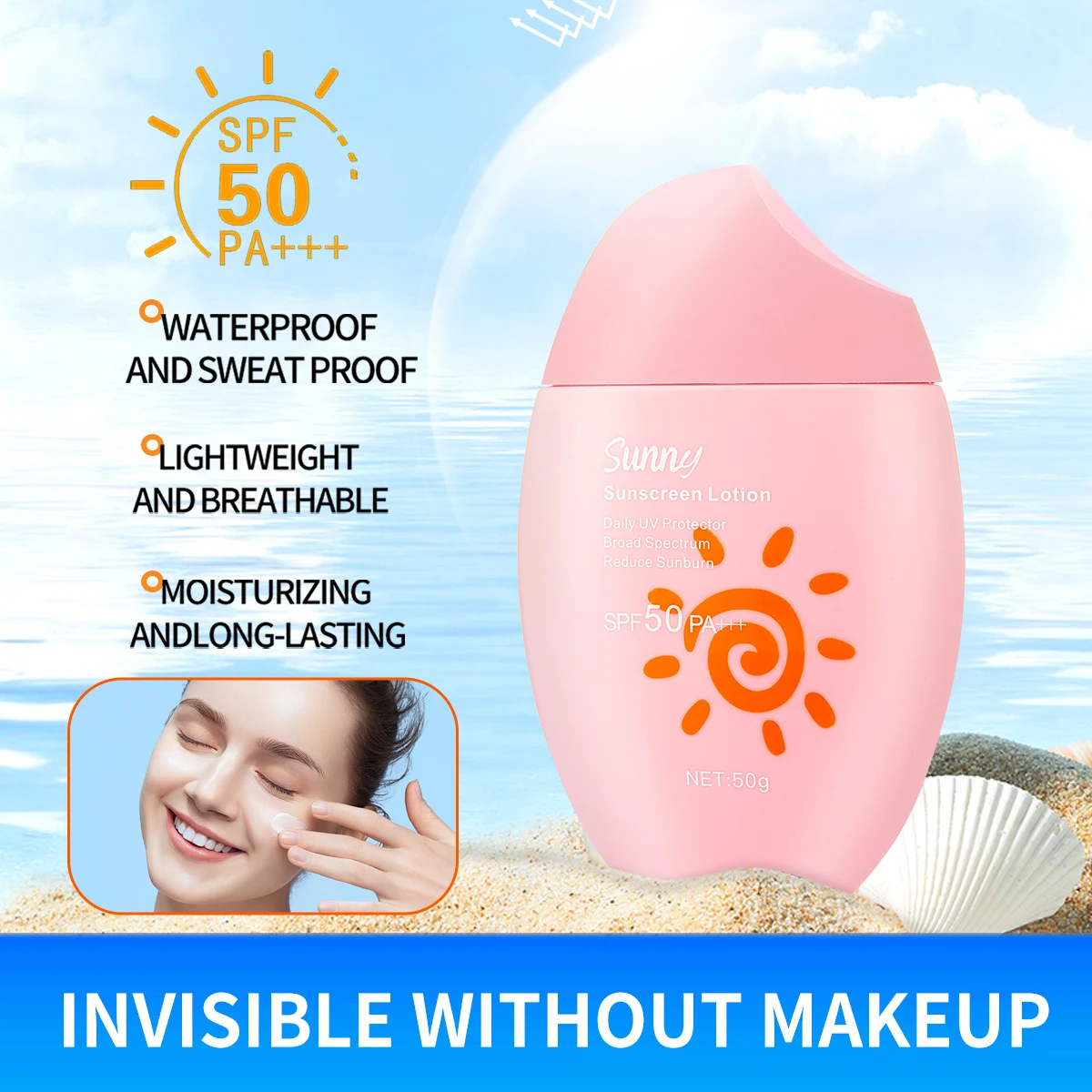 Custom Sunscreen Gel Isolation Facial Protector Sun Block Manufacturer SPF50 PA+++ Tanning Protection Cream Mineral UV Damage