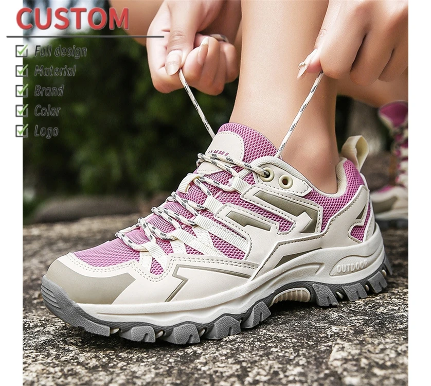 Custom Women Climbing Mountain Shoes Outdoor Waterproof Anti-slip Trekking Hiking Shoes for Camping Hunting