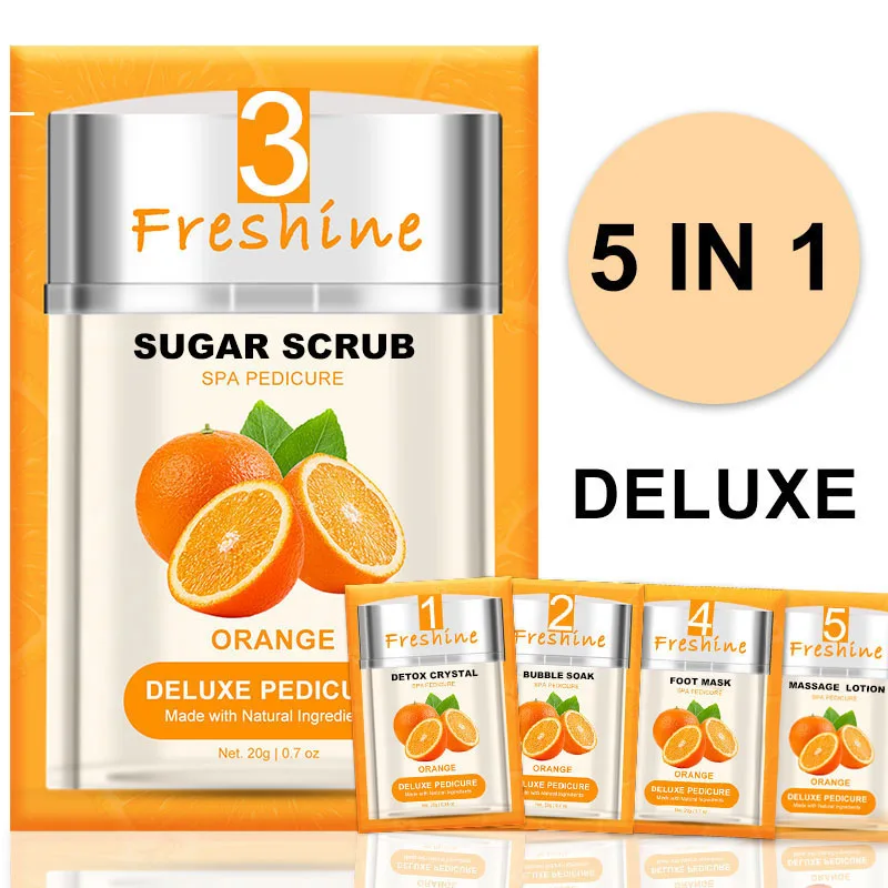 Foot Care Pedicure Spa Products Pedi In A Box 5 Step Detox Crystal Bubble Soak Sugar Scrub Foot Mask Collagen Massage Lotion Kit