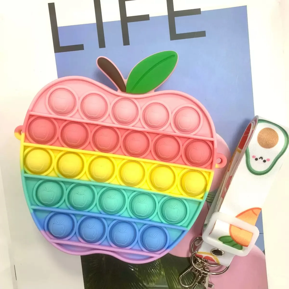 Rainbow Unicorn Crossbody/Shoulder Pop itting Bag Fidget Sensory Toy Push Bubble Poppers Cute Purse for