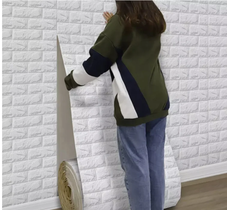 Waterproof and soundproof factory supply soft selling 3d foam wallpaper for home decoration