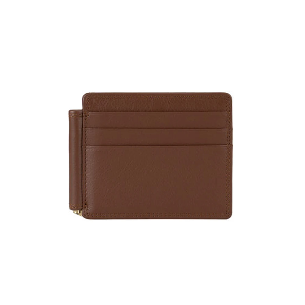 Двухскладной мужской кошелек с RFID-защитой, тонкий кожаный кошелек с зажимом для денег