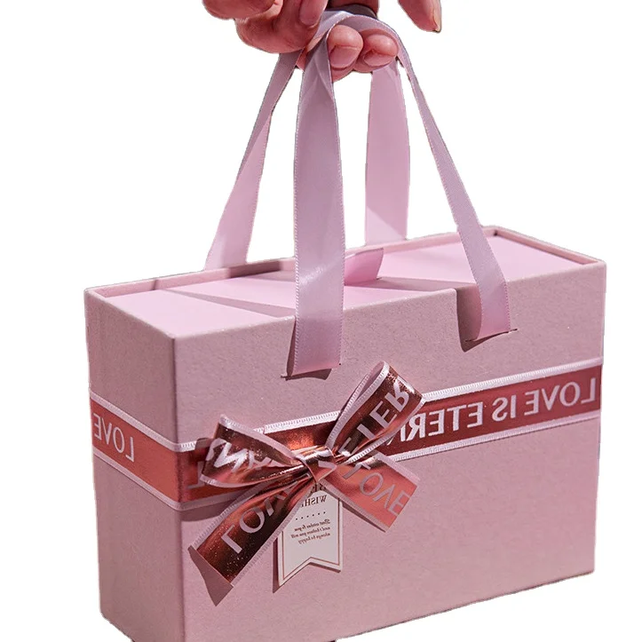 Factory cheap price suitcase gift packaging box clothing shoe perfume eco large drawer gift box with handle