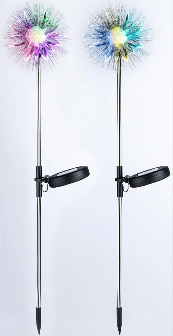 Waterproof outdoor garden Fiber changing light sunFlower solar garden stakes