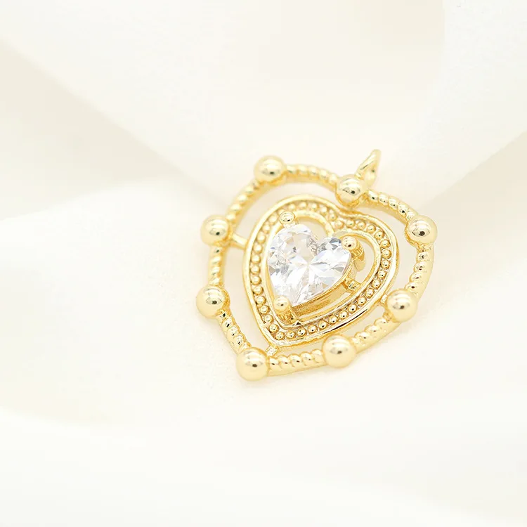 Fashion Girl Jewelry Parts 14k Gold Plated Heart Charm for Diy Jewelry