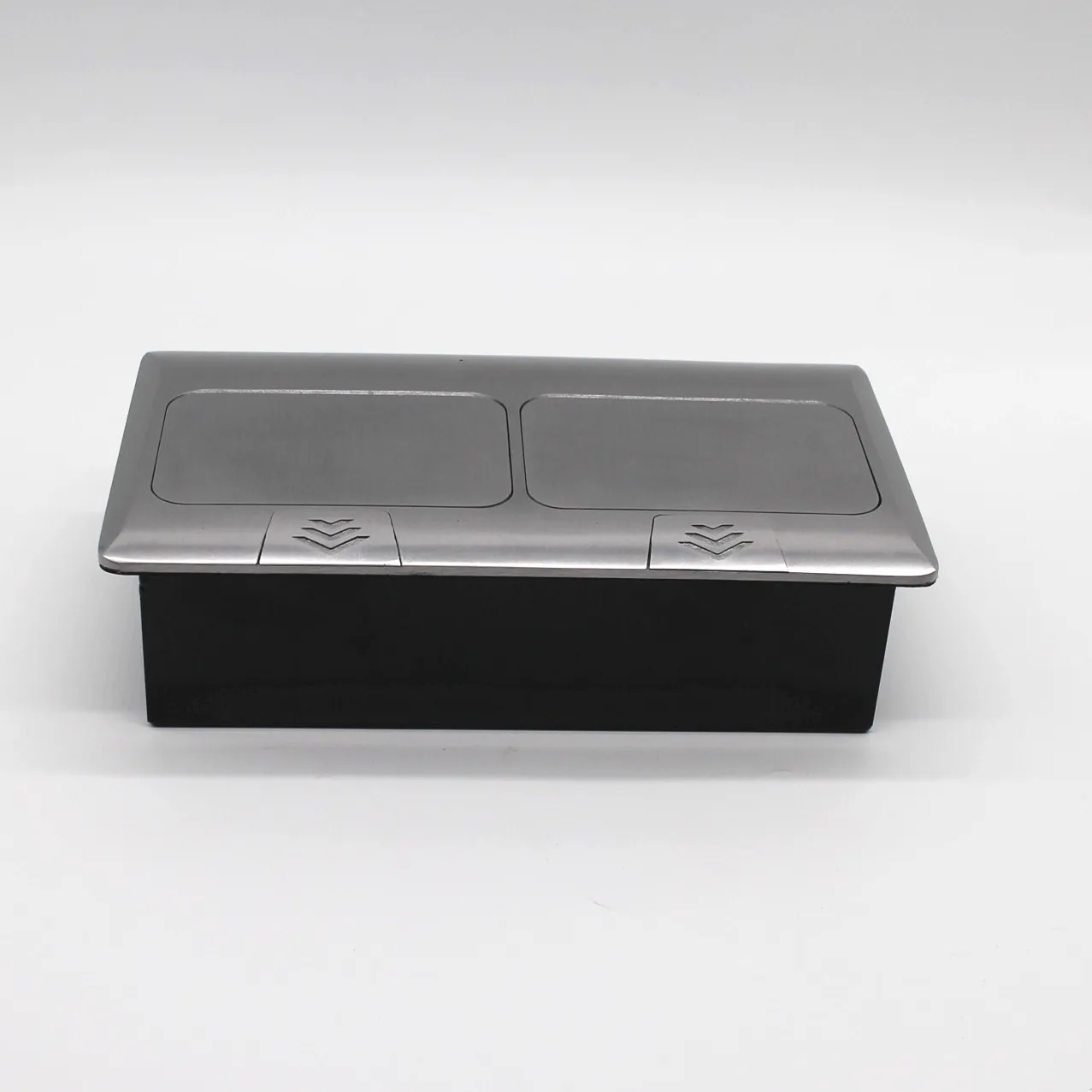 Aluminum alloy pop-up floor box with 2 gang universal socket