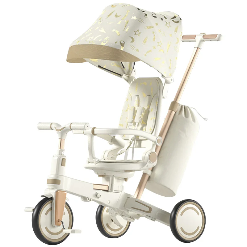 Wholesale Luxury Children Push Handle Tricycle With Parental Control Baby Kids 4 In1 Tricycle Balance Bike Ride On Trike