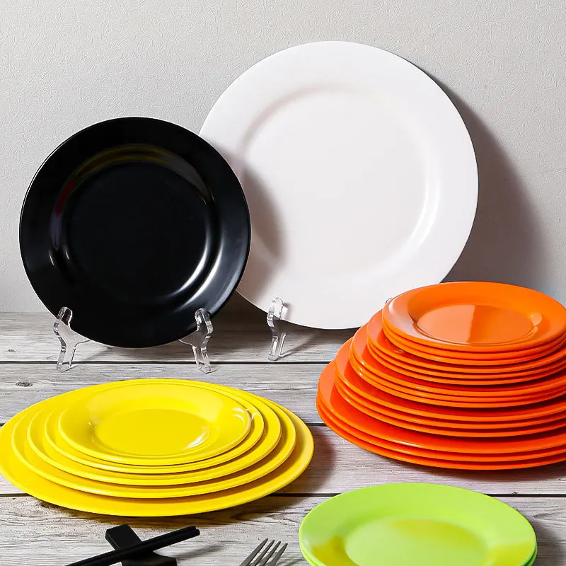 Stock Japanese Custom Cheap Colour Melamine Plate Red And Black Melamine Plates Blue Melamine Plates