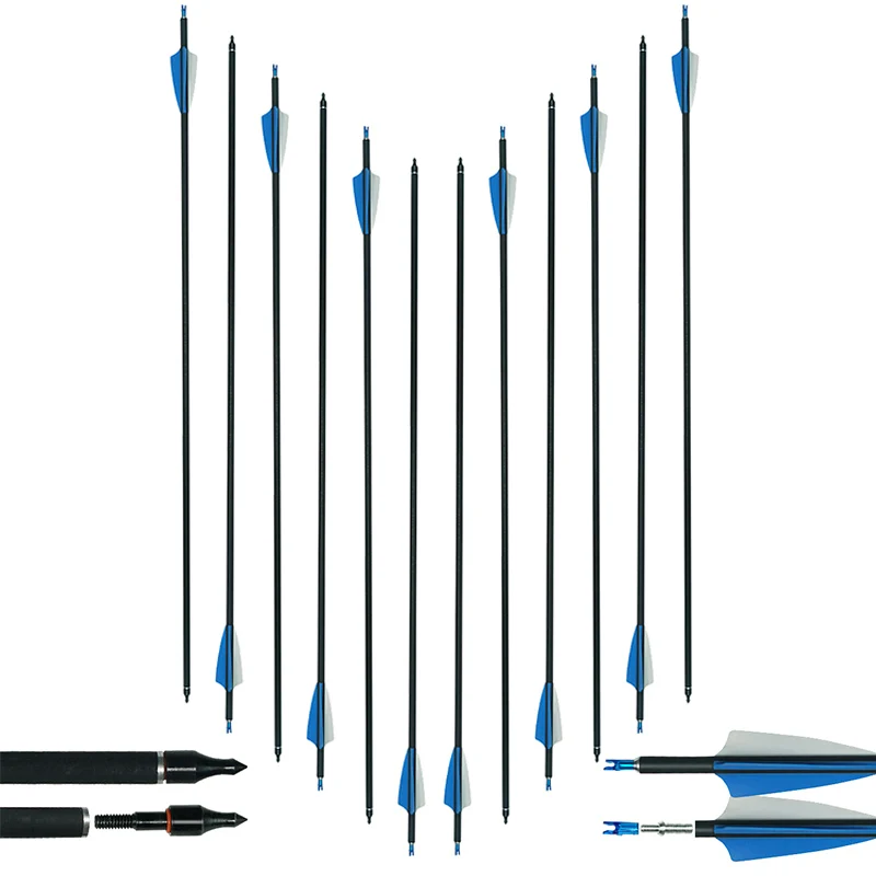 Alibow Archery Hunting Carbon Arrows 31 inches OD 8 mm Carbon Arrows for Outdoor Shooting Practice