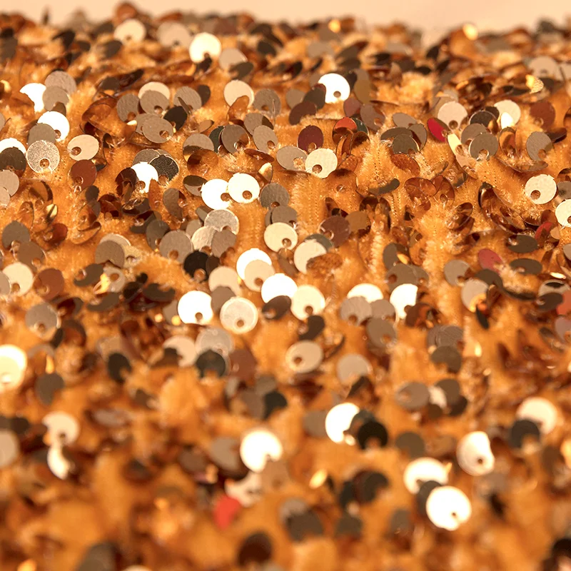 Stock Sale 5mm Shiny Multi-color Sequin Velvet Fabric Fashion 3D Embroidery Holographic Sequin Fabric