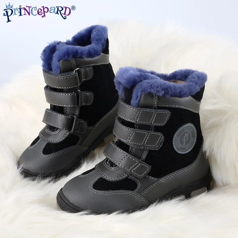 Princepard Wholesale Boys Winter Fur Warm Snow Orthopedic Boots Kids Shoes For