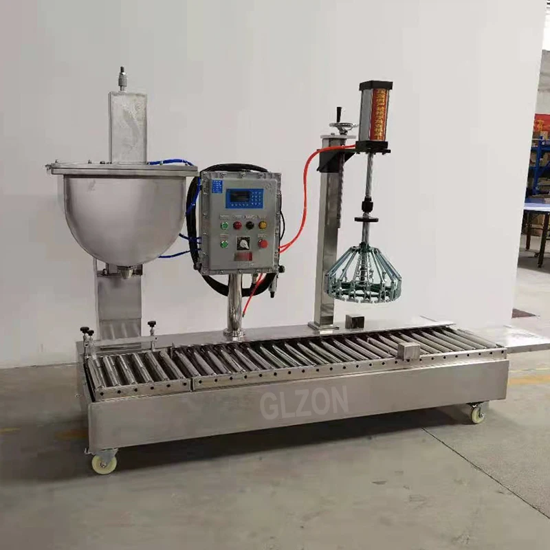 Semi-automatic solvent additive sulfuric acid nitric acid oil barrel filling machine