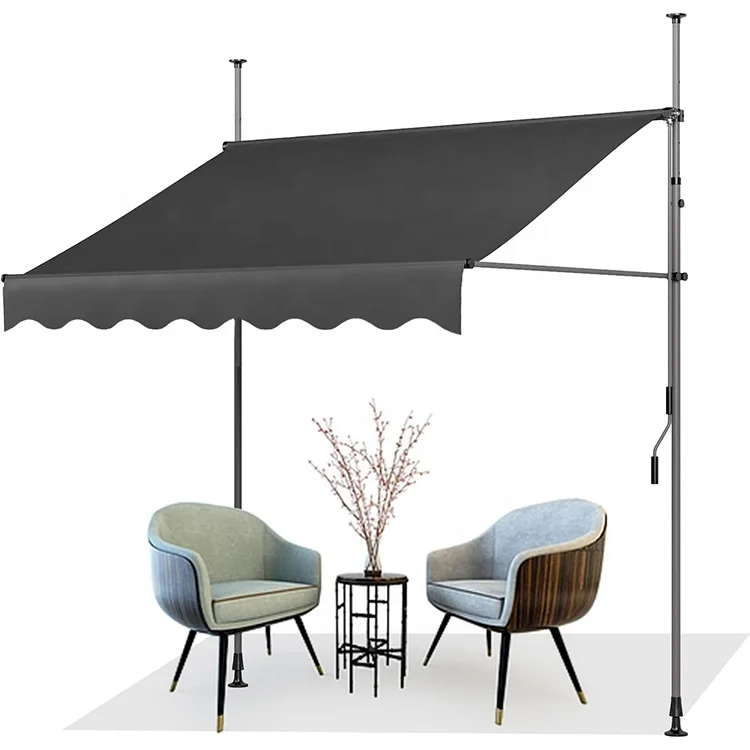 300 cm Clamp Awning with Hand Crank Balcony Height Adjustable UV Resistant for Balconies Patios Garden Sun Protection