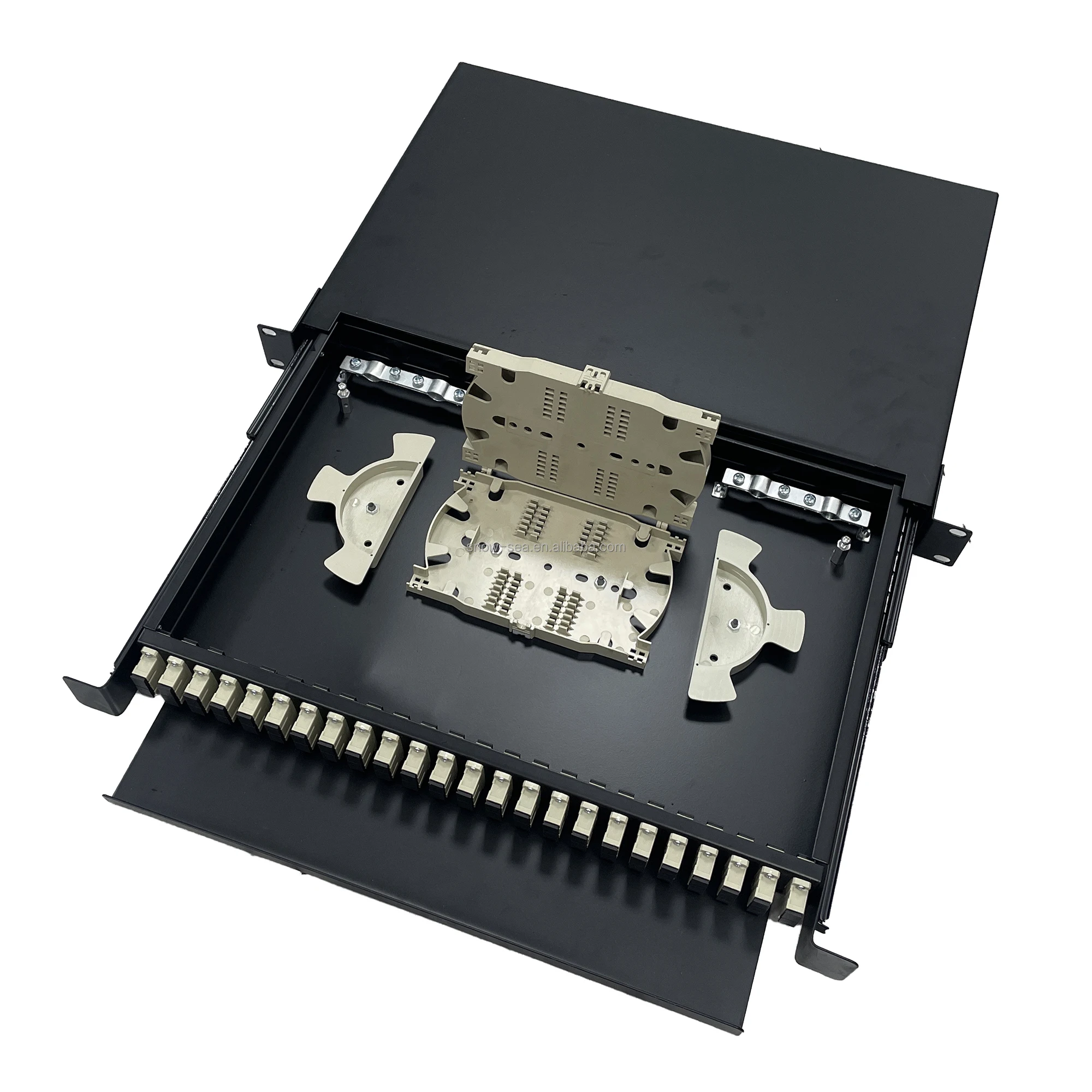 19' 1U 48 Core Drawer Type Rack Mounted Fiber Optic Patch Panel with 24pcs SC Multimode Duplex Fiber Optic Adapter