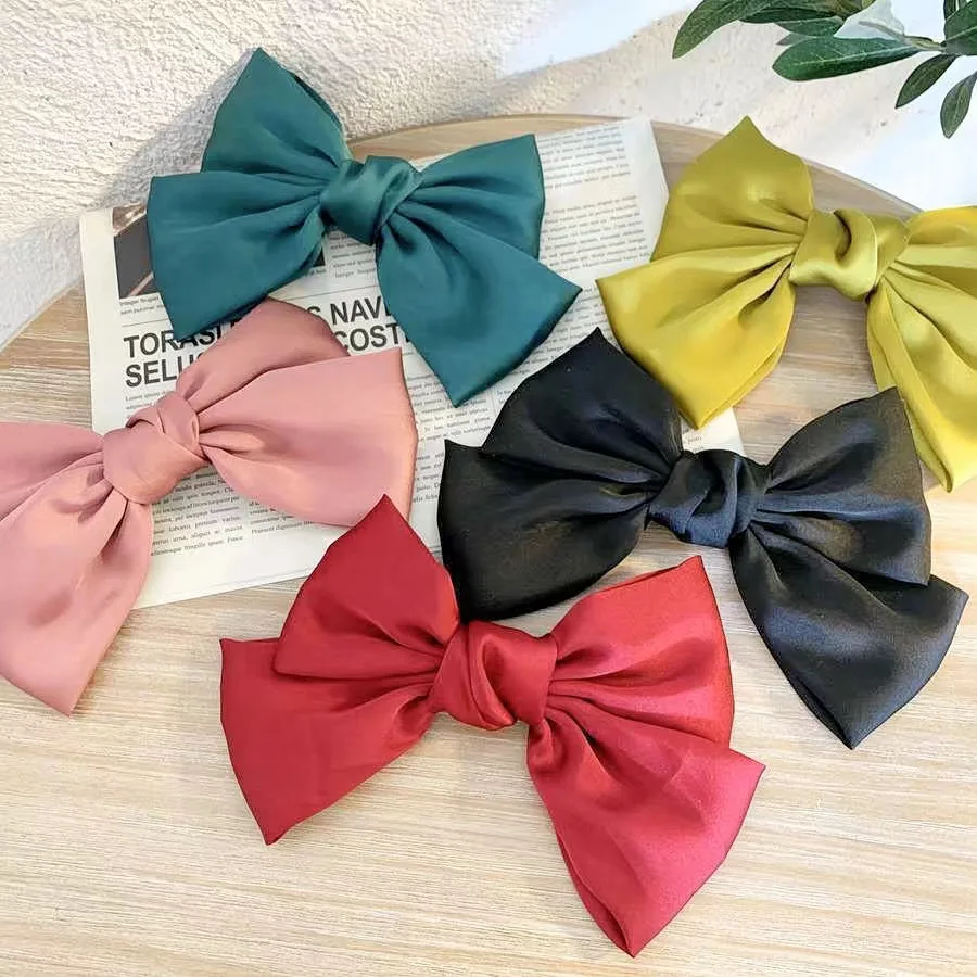 SongMay New Product Short Hair Bows For Girls Accessories Bow satin Clips Hair Accessories Big clips