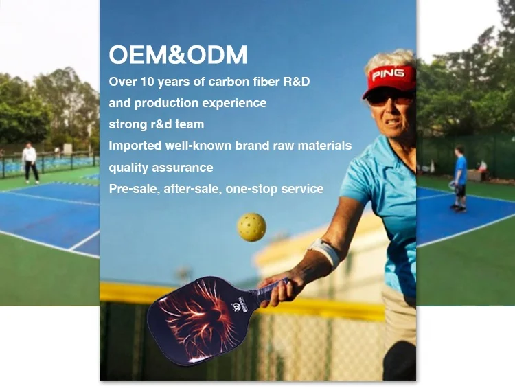 Manufacturer Customized Carbon Fiber Graphite T700 Carbon Fiber Edgeless Elongated thermoforming Pickleball Paddle