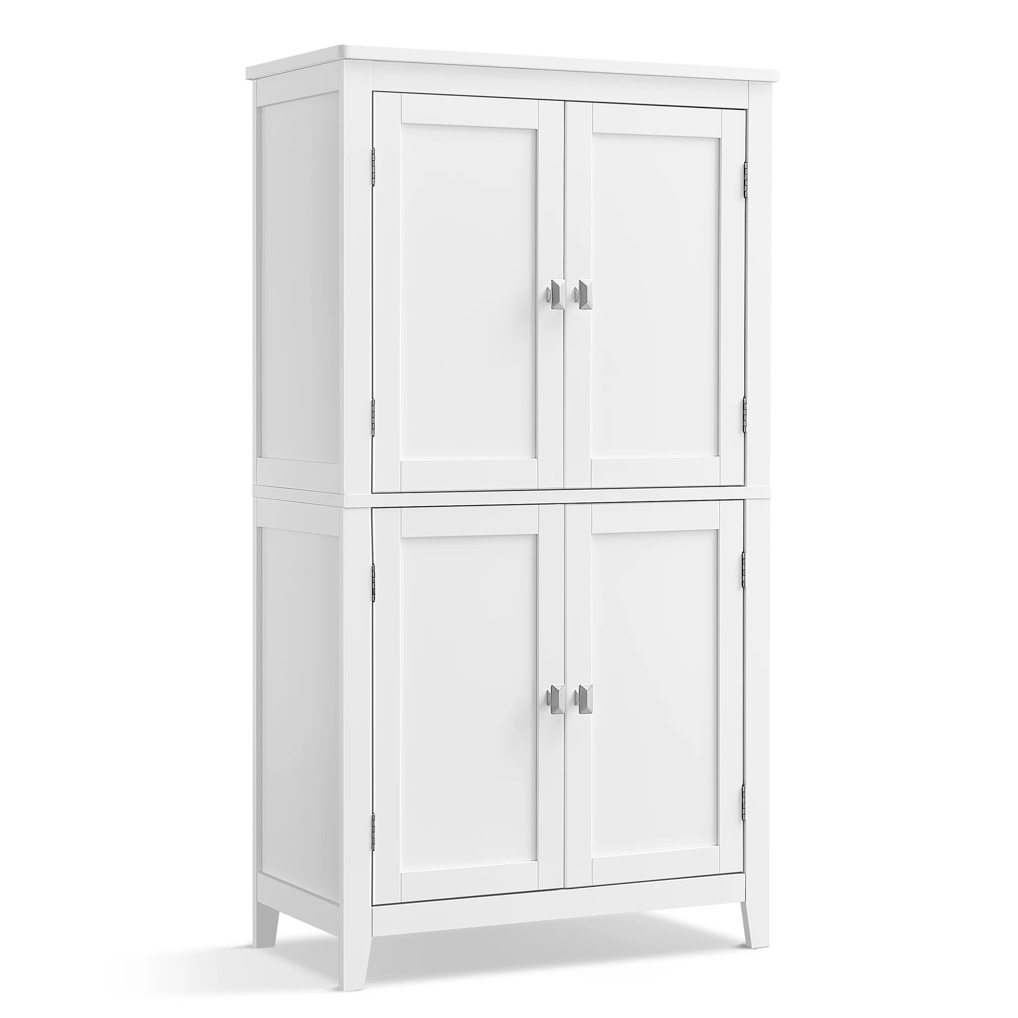 VASAGLE Freestanding Cabinet 4 Doors Kitchen Cabinet White Wooden Bathroom Cabinet