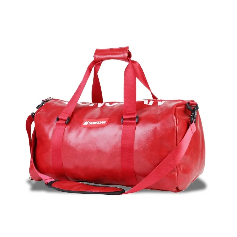 Custom Logo Wet Dry Separation Leather Soft PU Leather Colorful Gym Bag With Shoe Compartment