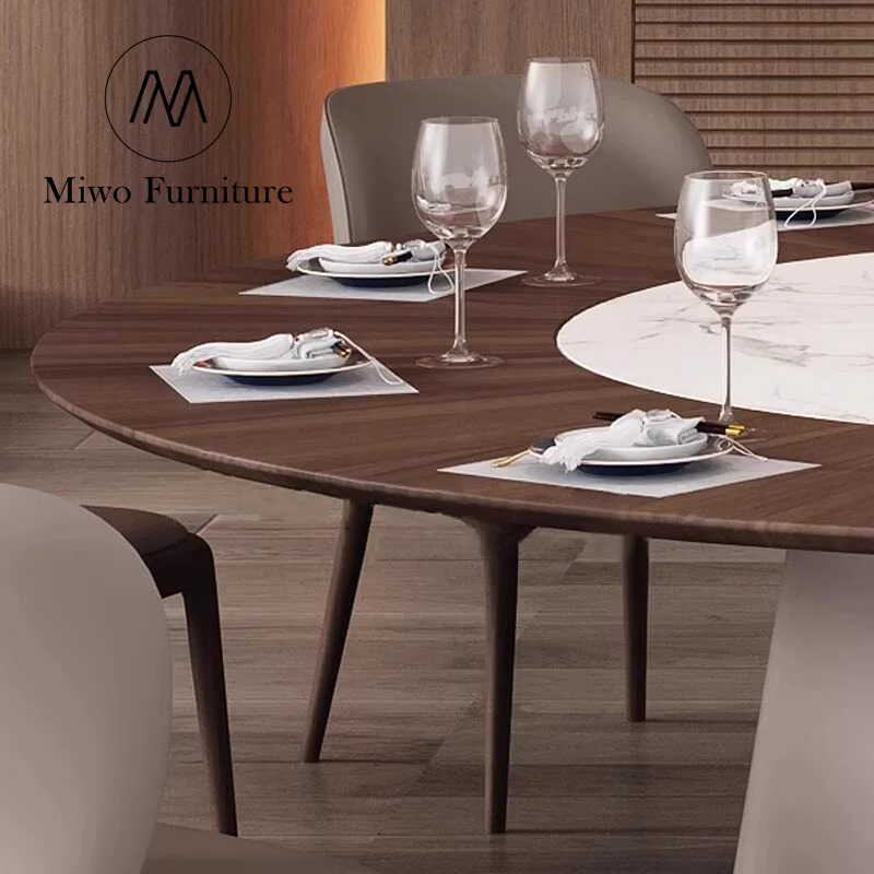 Luxury Hotel Style Solid Wooden box Chinese villa  Banquet Table for High-End Living Room and Hotel Use round Dining Table