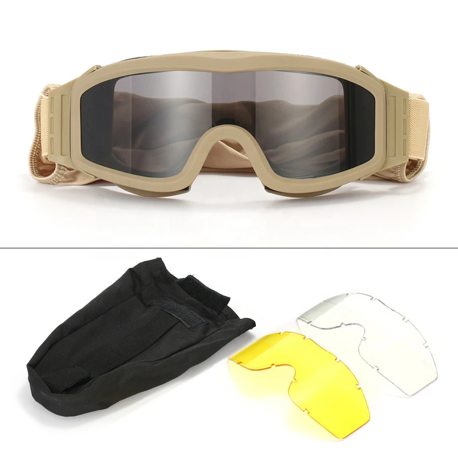 SONICE Upgrade New Durable Anti-Dust Windproof Riding & Sports Sunglasses 3 Lens Cycling Eyewear Tactical Glasses