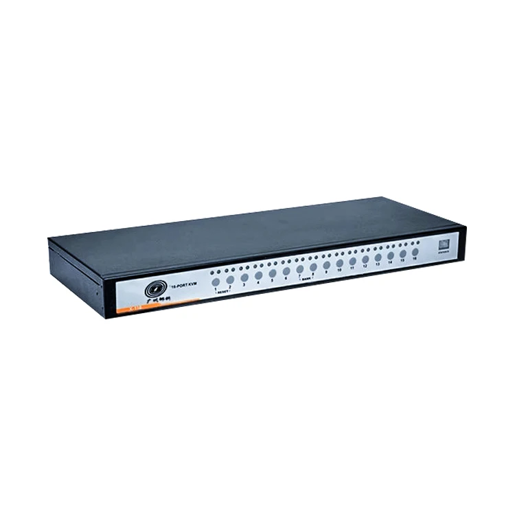 16 Port KVM VGA Switch LCD Monitors, 1080P LCD KVM Console Integrated 16 KVM Cables