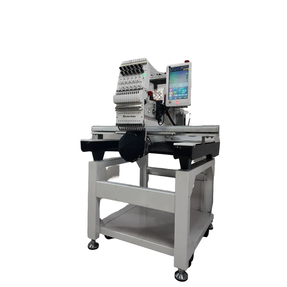 Компьютеризированная 3D-вышивальная машина Embro Ninjas с одной головкой, 15/12 иглы, плоская кепка, одежда, 3D вышивка, новое состояние