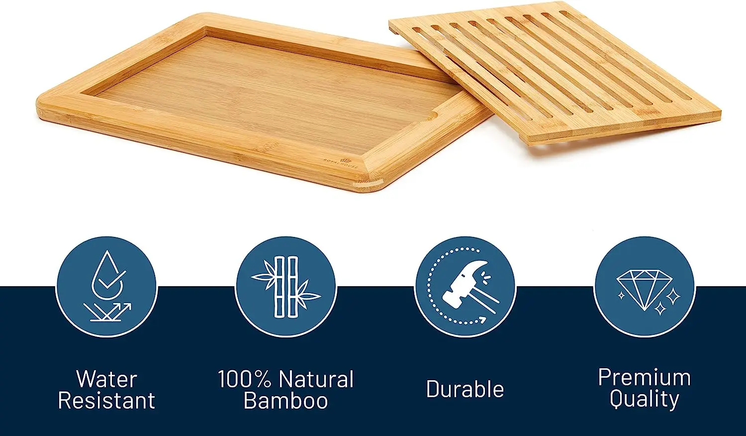 Wholesaler Large Premium Natural Bamboo Wood Bread Cutting Board with Crumb Tray for Kitchen