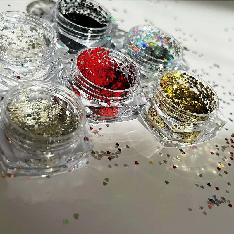 Newest mini size nail art 1mm heart glitter sequins nail heart glitter nail sequins star heart