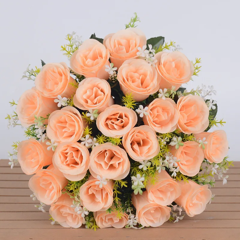 18 Head Open Premium Large Artificial Rose Bouquet Preserved Silk Rose Flowers For Bridal Wedding