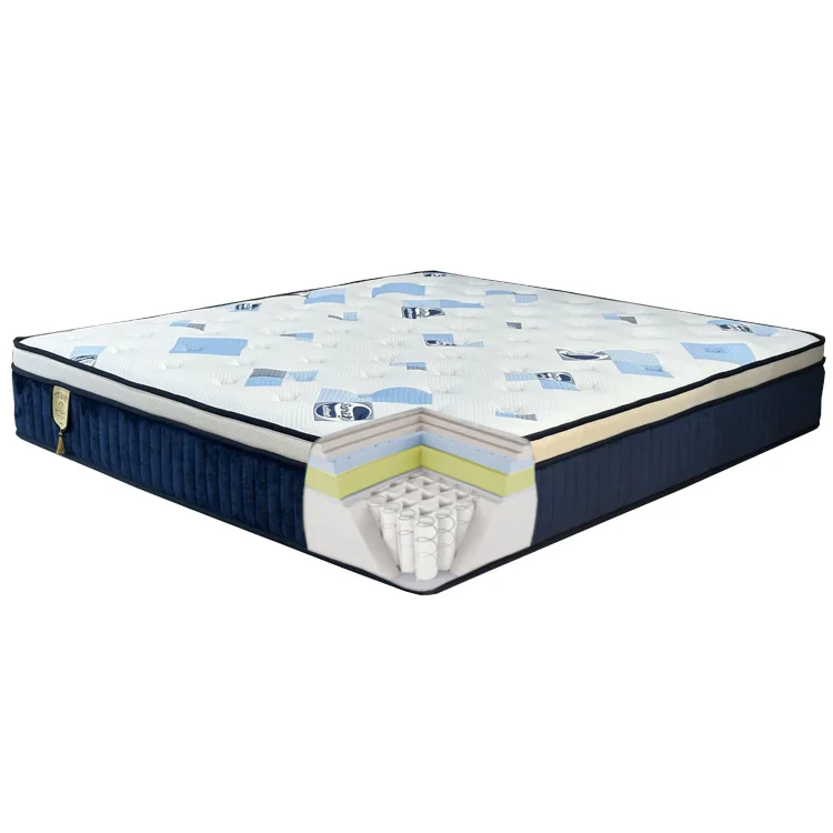 Bedroom furniture the best mattress bamboo fabric euro top natural latex spring coils king bed mattress matelas colchon in a box