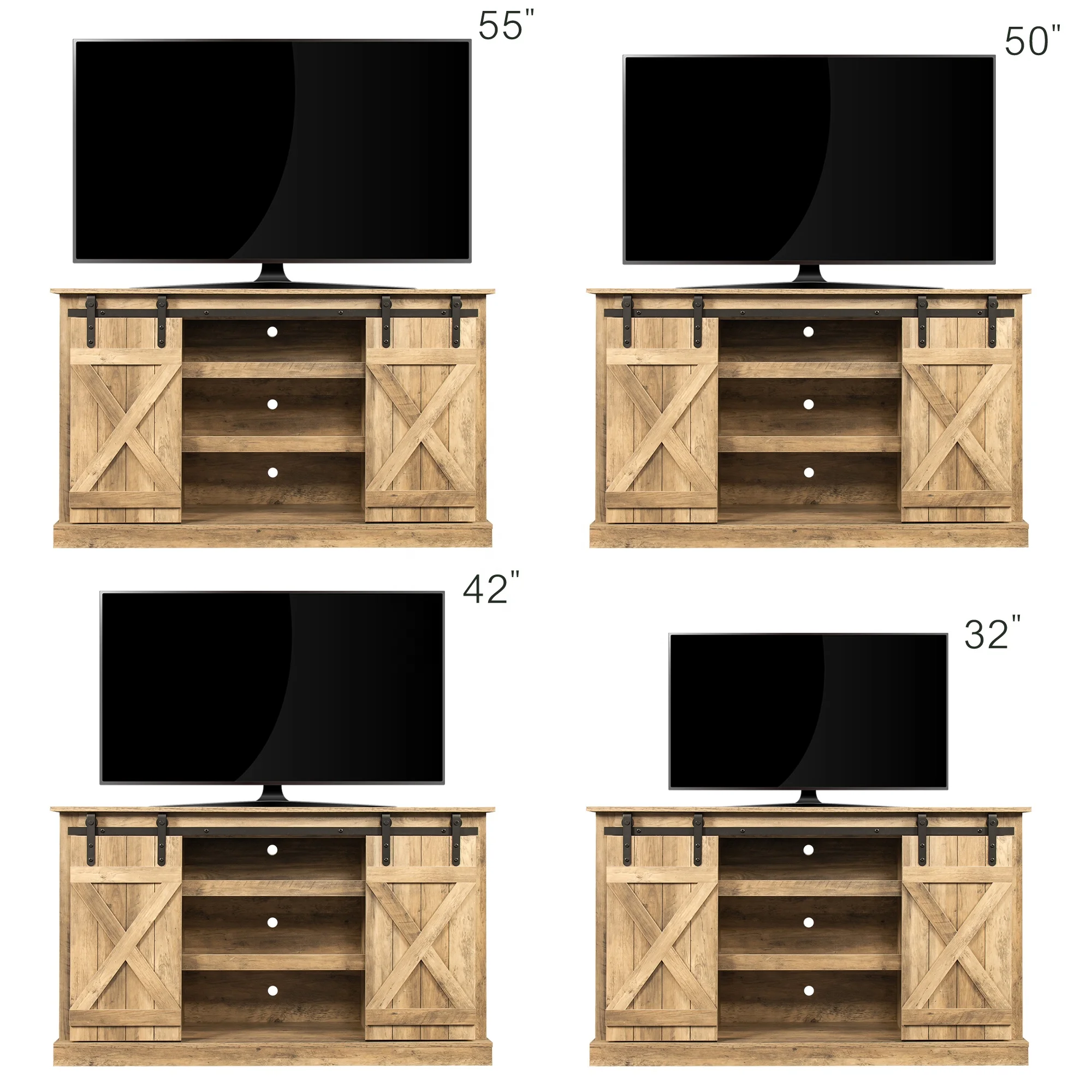 TV entertainment center furniture Farmhouse with Sliding Barn Door,Media Console Table, TV stand with Wood Storage Cabinet