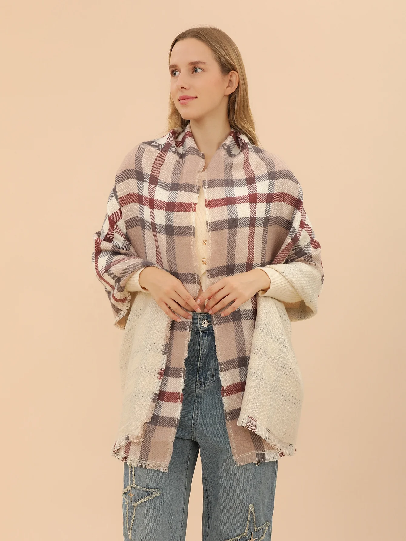 Fashion British Plaid Scarf Cashmere-like Warm Pashmina Thick Tartan Shawls For Ladies