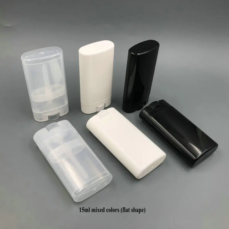 Oval 15 ml 15 g transparent black white twist sunscreen stick tube, 15g glue stick balm tube container, deodorant tube packaging