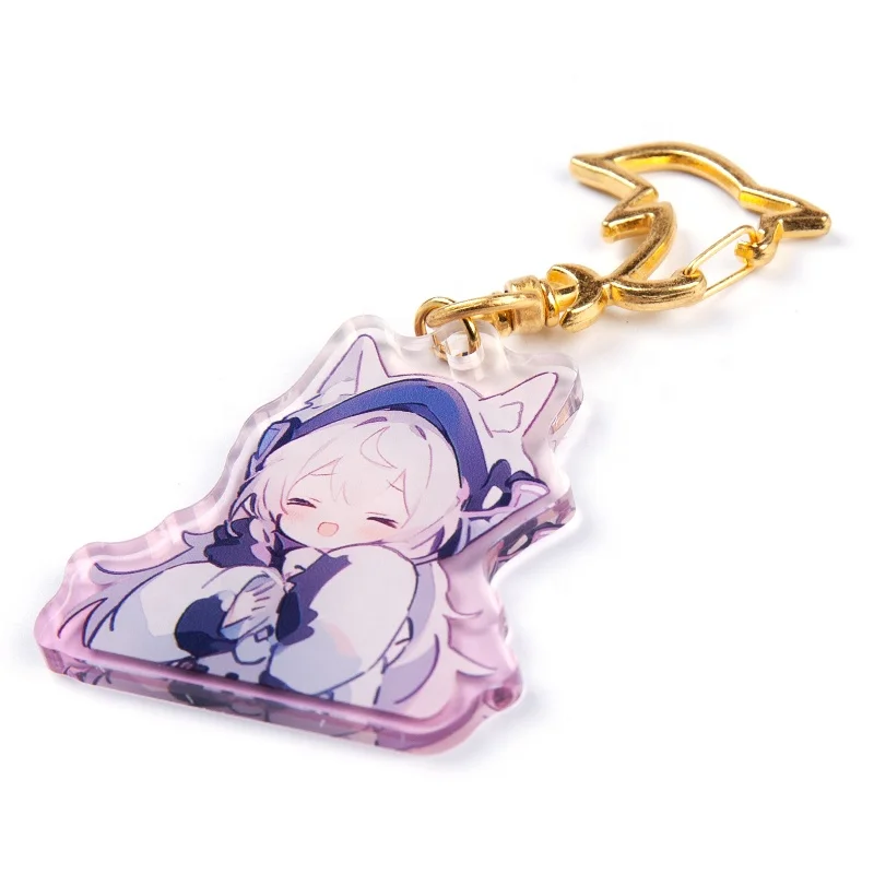 No Moq Cheap Custom Acrylic Keychain Kpop Holographic Layered Glitter Double Sided Keychain Charm With Polished Edges Kpop