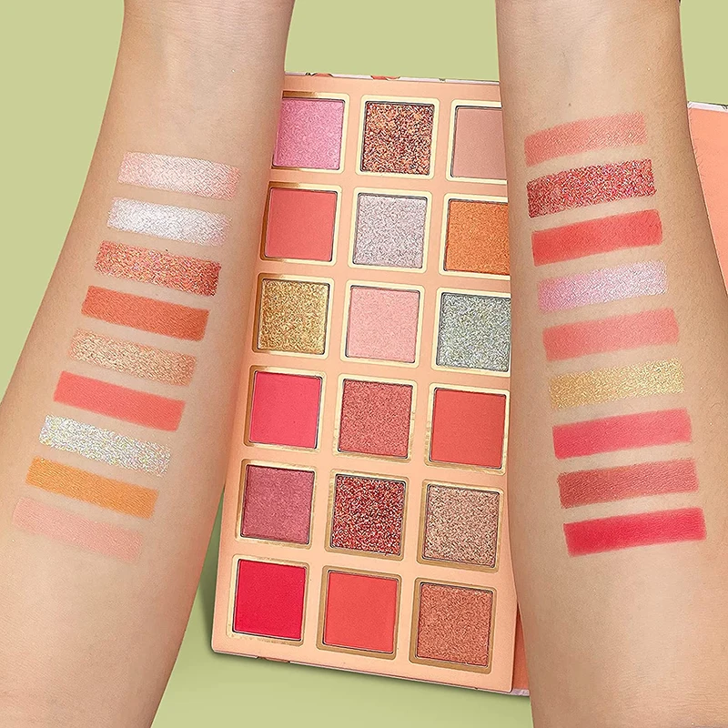 Wanted Distributors High Pigmented 18 Colors Eyeshadow Palette Makeup Glitter Peach Multichrome Eyes Shadow Palette For girls