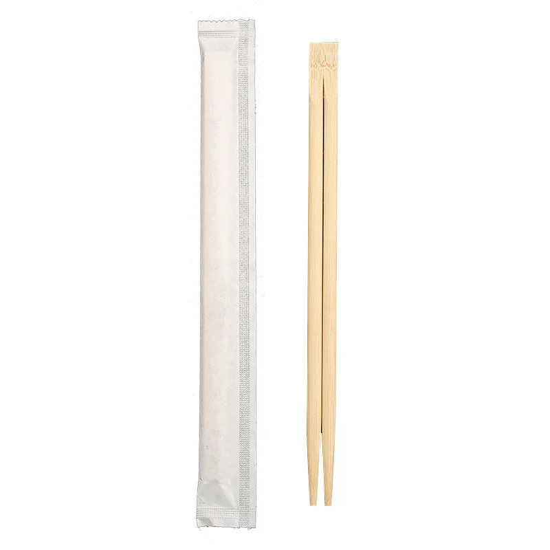 Chinese Factory Price Customised Custom Logo chopsticks White Wrapped Disposable Twin Bamboo Chopsticks
