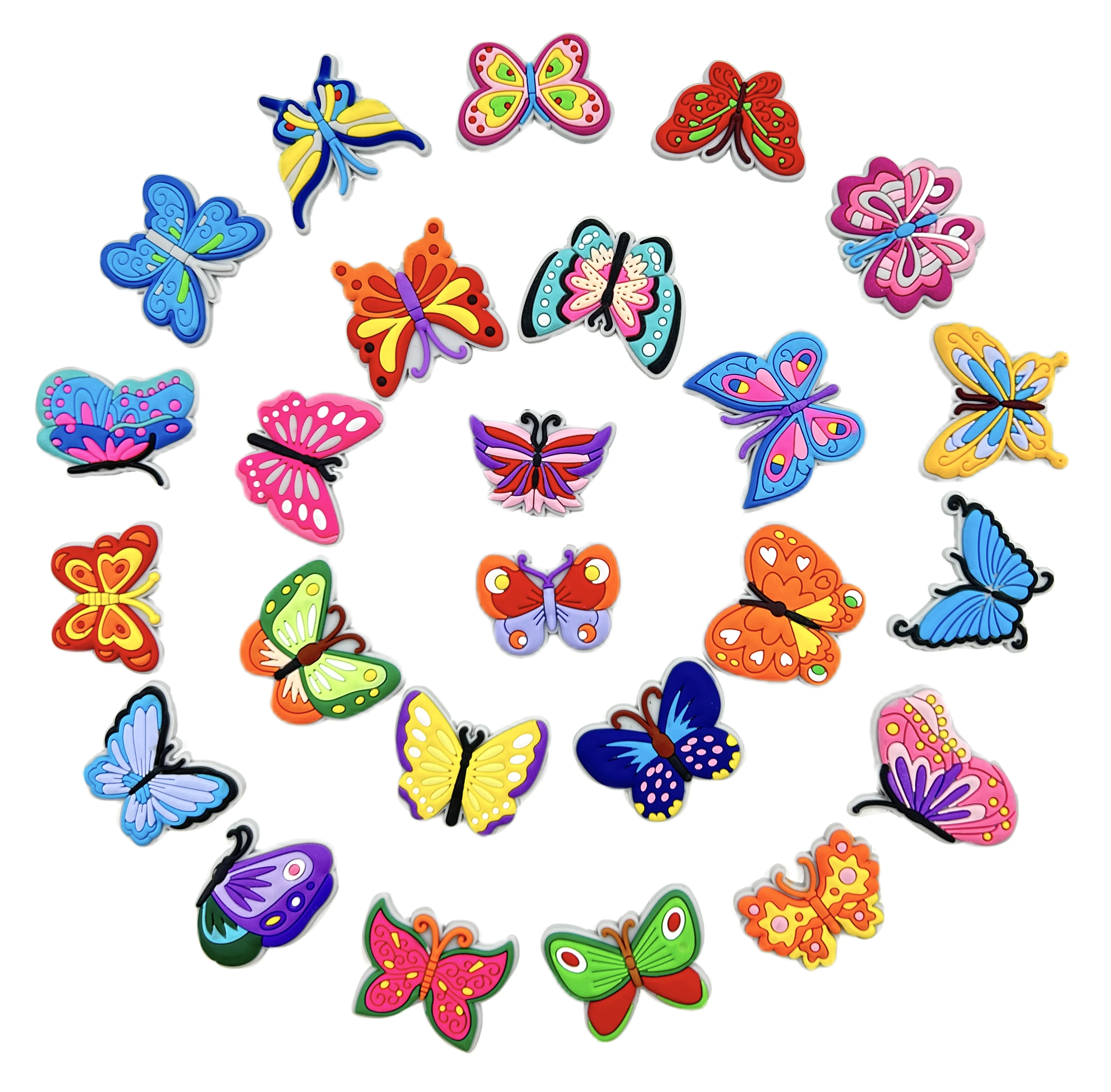 2024 new Butterfly DIY shoes accessories Popular Soft Croc Shoes Charm Designer PVC shoes decorative buckle for wholesale RJ01